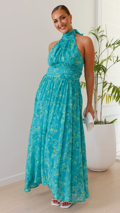 Load image into Gallery viewer, Zahava Maxi Dress - Green Floral - Billy J
