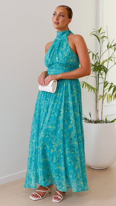 Load image into Gallery viewer, Zahava Maxi Dress - Green Floral - Billy J
