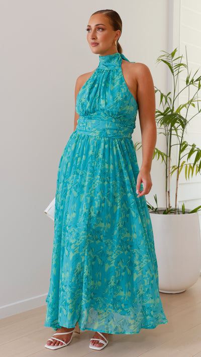 Load image into Gallery viewer, Zahava Maxi Dress - Green Floral - Billy J
