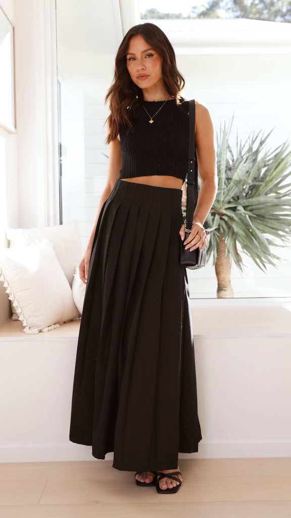 Leya Maxi Skirt - Black - Billy J