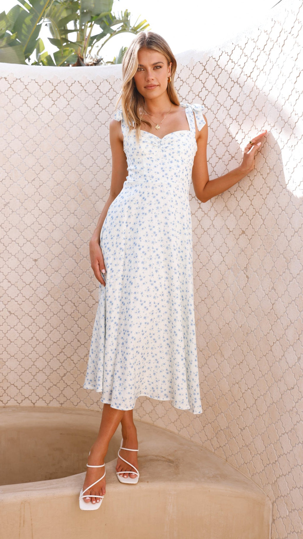 Blakely Midi Dress - Blue Floral - Billy J