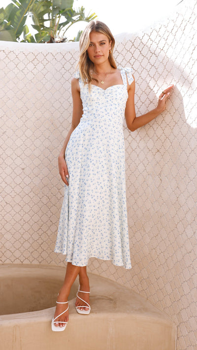 Load image into Gallery viewer, Blakely Midi Dress - Blue Floral - Billy J
