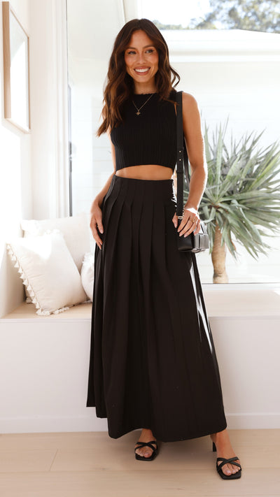 Load image into Gallery viewer, Leya Maxi Skirt - Black - Billy J
