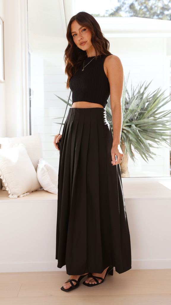 Leya Maxi Skirt - Black - Billy J