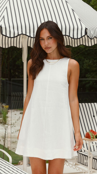 Load image into Gallery viewer, Nemi Linen Dress - White - Billy J
