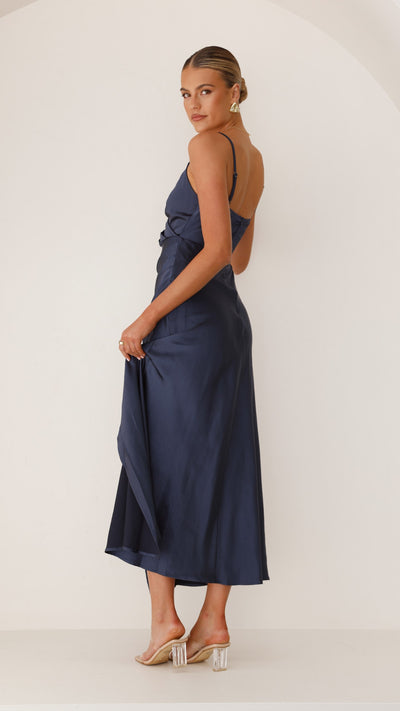 Load image into Gallery viewer, Elsa Midi Dress - Navy - Billy J
