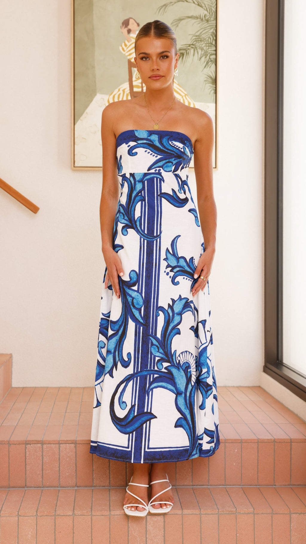 Madra Maxi Dress - Sapphire / White Zayna - Billy J