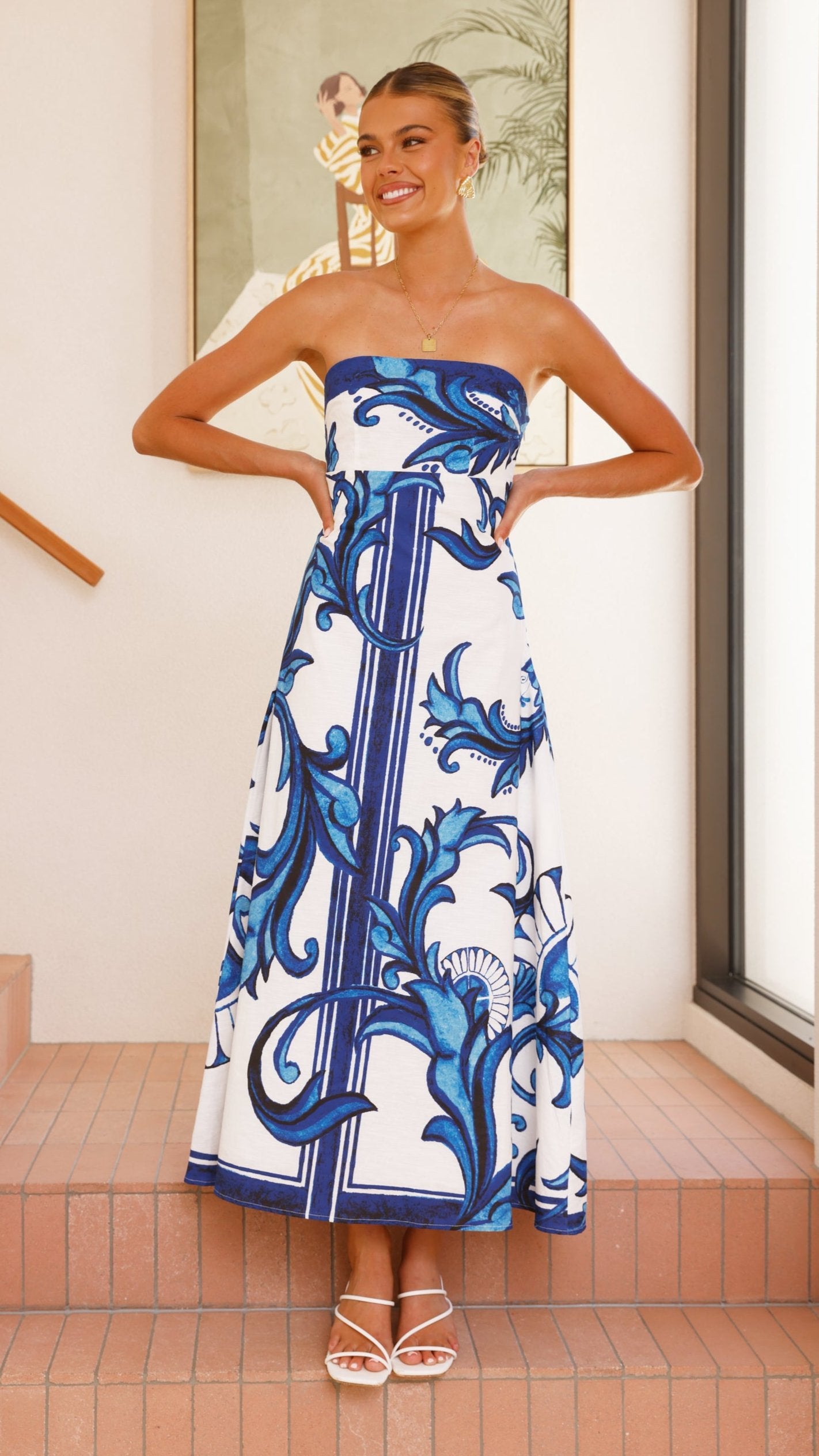 Madra Maxi Dress - Sapphire / White Zayna - Billy J