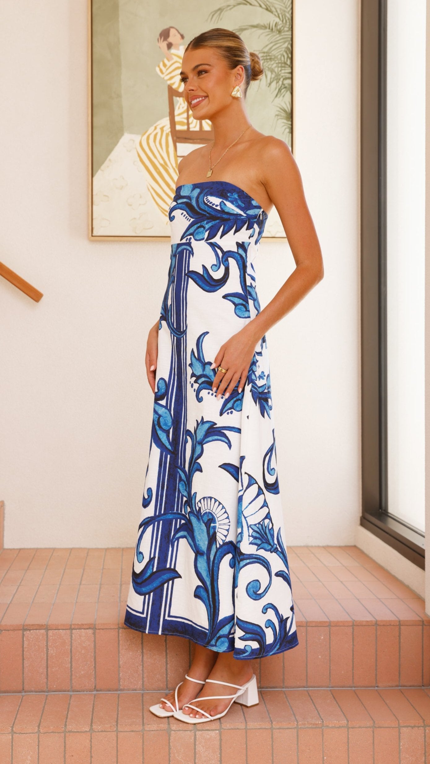 Madra Maxi Dress - Sapphire / White Zayna - Billy J