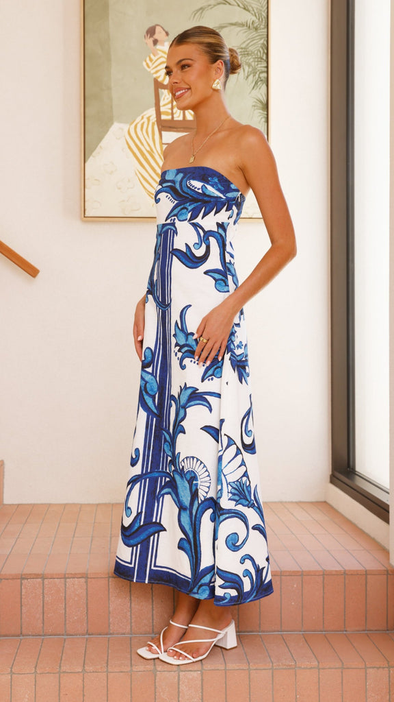 Madra Maxi Dress - Sapphire / White Zayna - Billy J