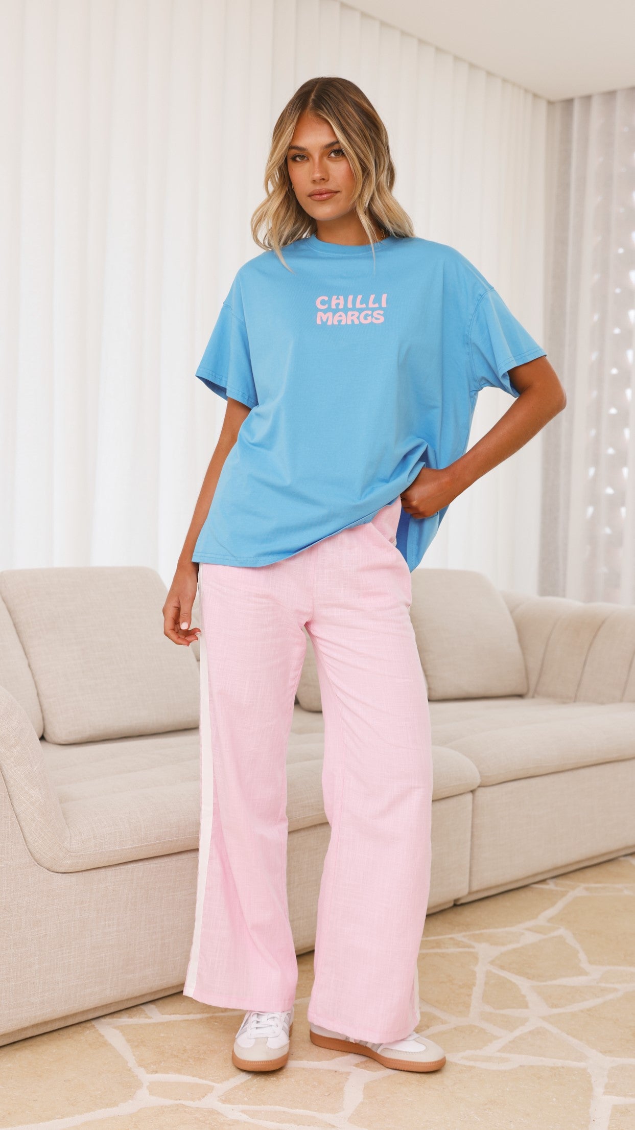 Chilli Margs Top & Pants Set - Blue/Pink - Billy J