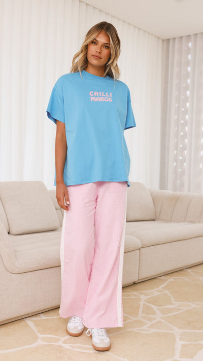 Load image into Gallery viewer, Chilli Margs Top &amp; Pants Set - Blue/Pink - Billy J
