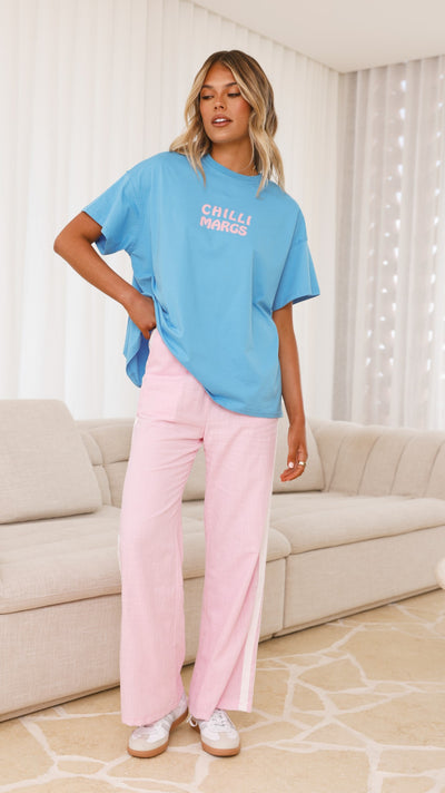 Load image into Gallery viewer, Chilli Margs Top &amp; Pants Set - Blue/Pink - Billy J
