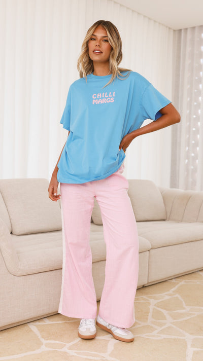 Load image into Gallery viewer, Chilli Margs Top &amp; Pants Set - Blue/Pink - Billy J
