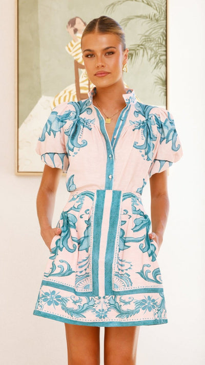 Load image into Gallery viewer, Lanie Shirt - Aqua / Pink Zayna - Billy J
