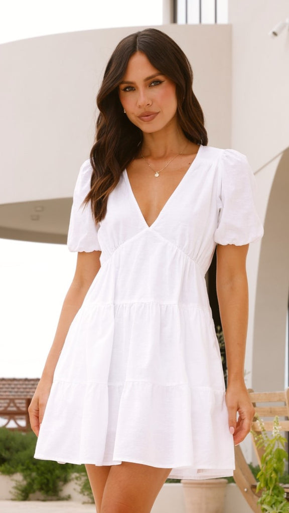 Billie Mini Dress - White - Billy J