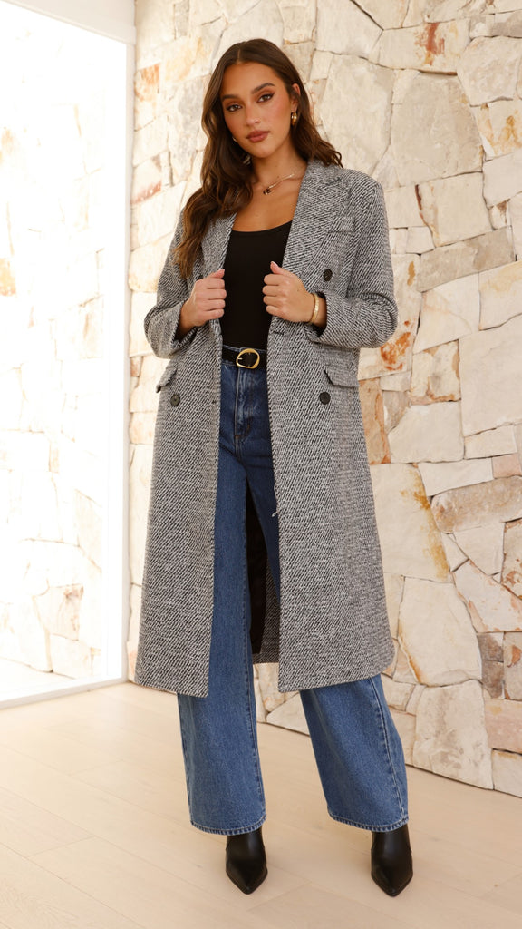 Jayla Longline Coat - Grey - Billy J