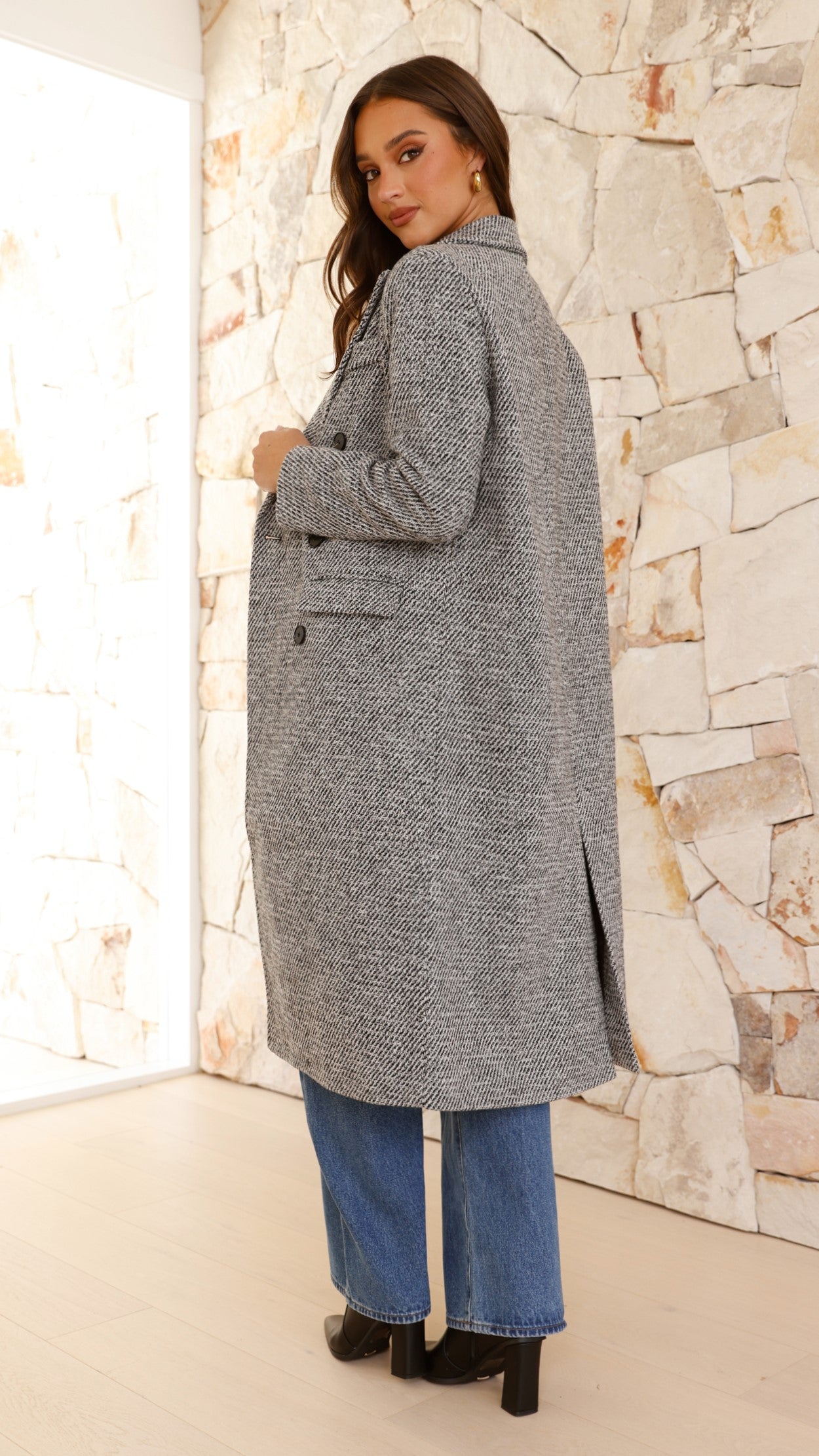 Jayla Longline Coat - Grey - Billy J