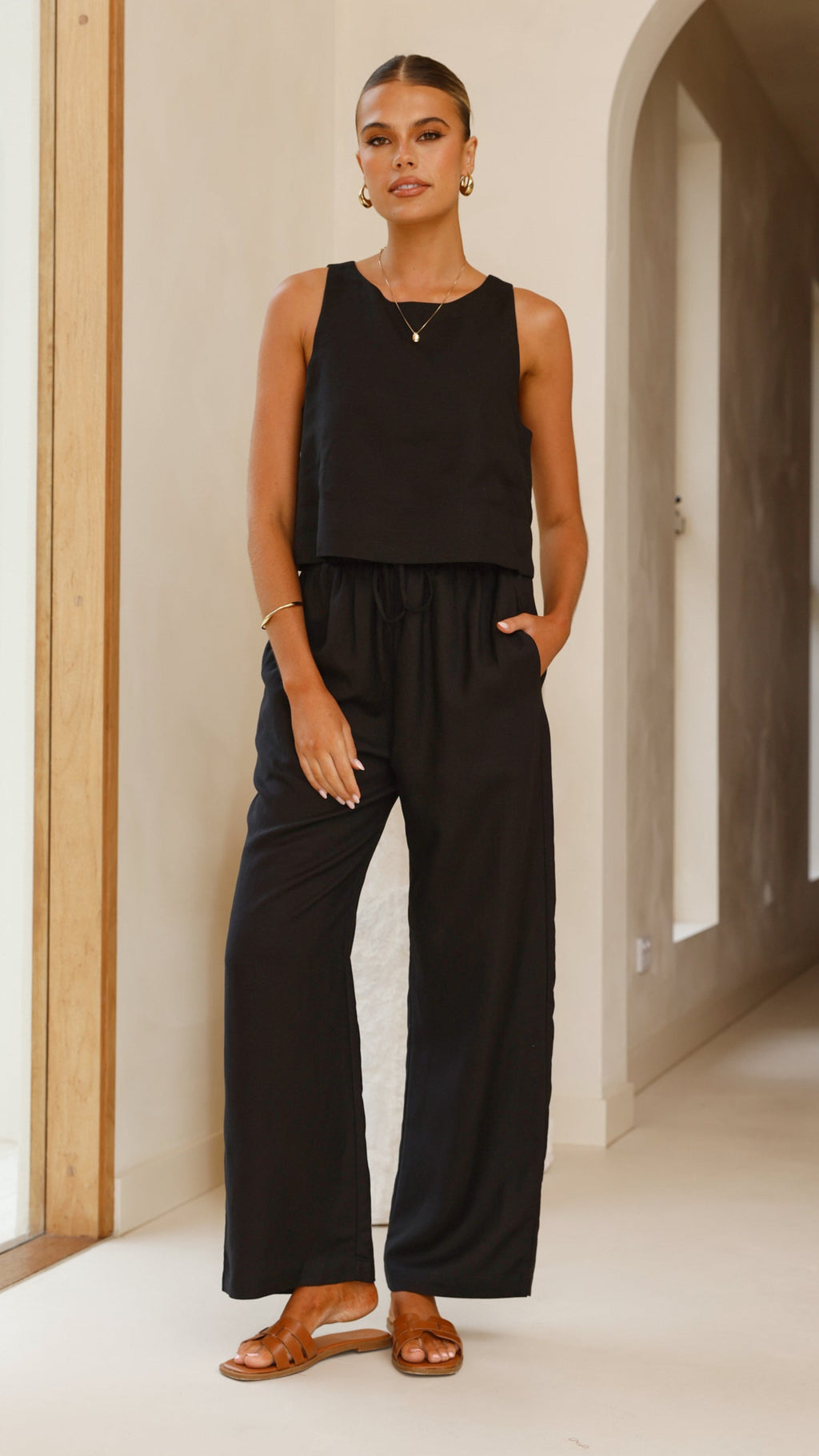 Neola Linen Pants - Black - Billy J