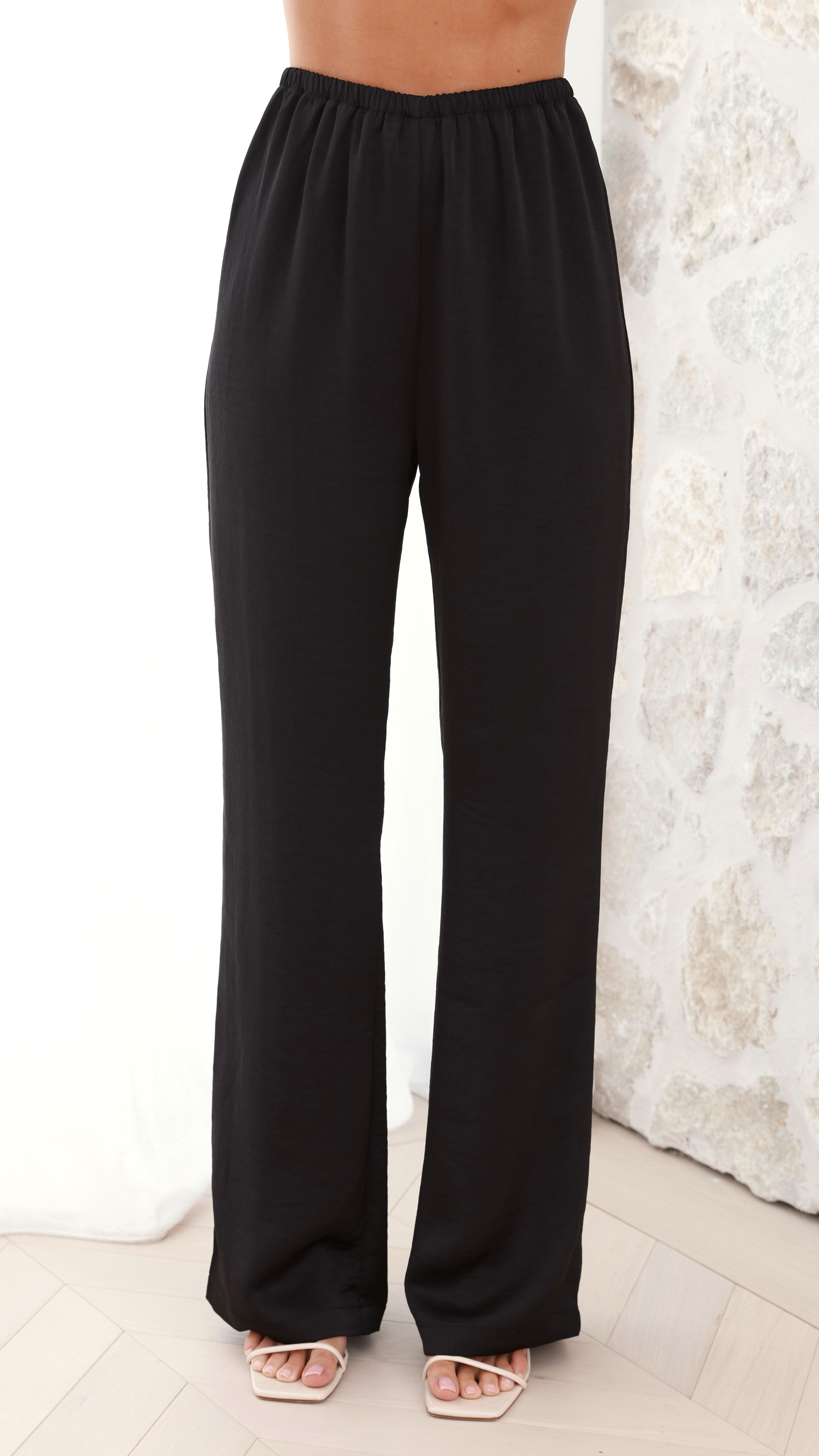 Imogen Button Pants - Black - Billy J