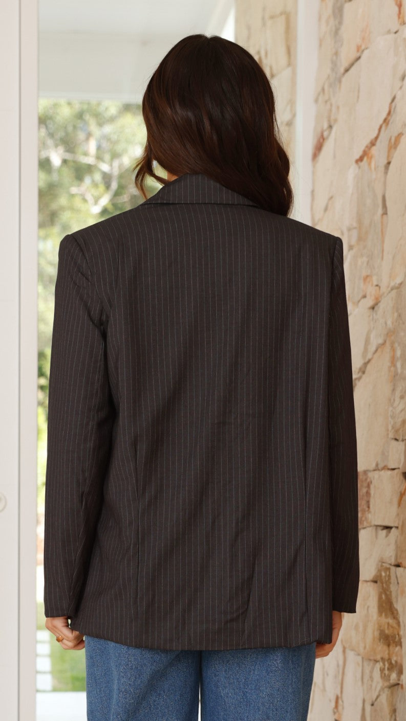 Hadrian Blazer - Charcoal Pinstripe - Billy J