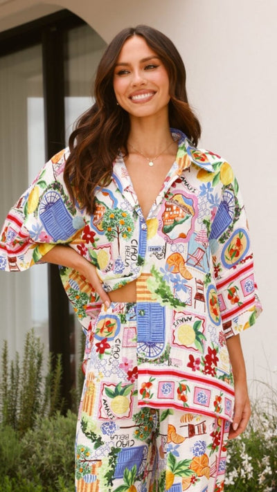 Load image into Gallery viewer, Cerese Button Up Shirt - Ciao Bella Print - Billy J
