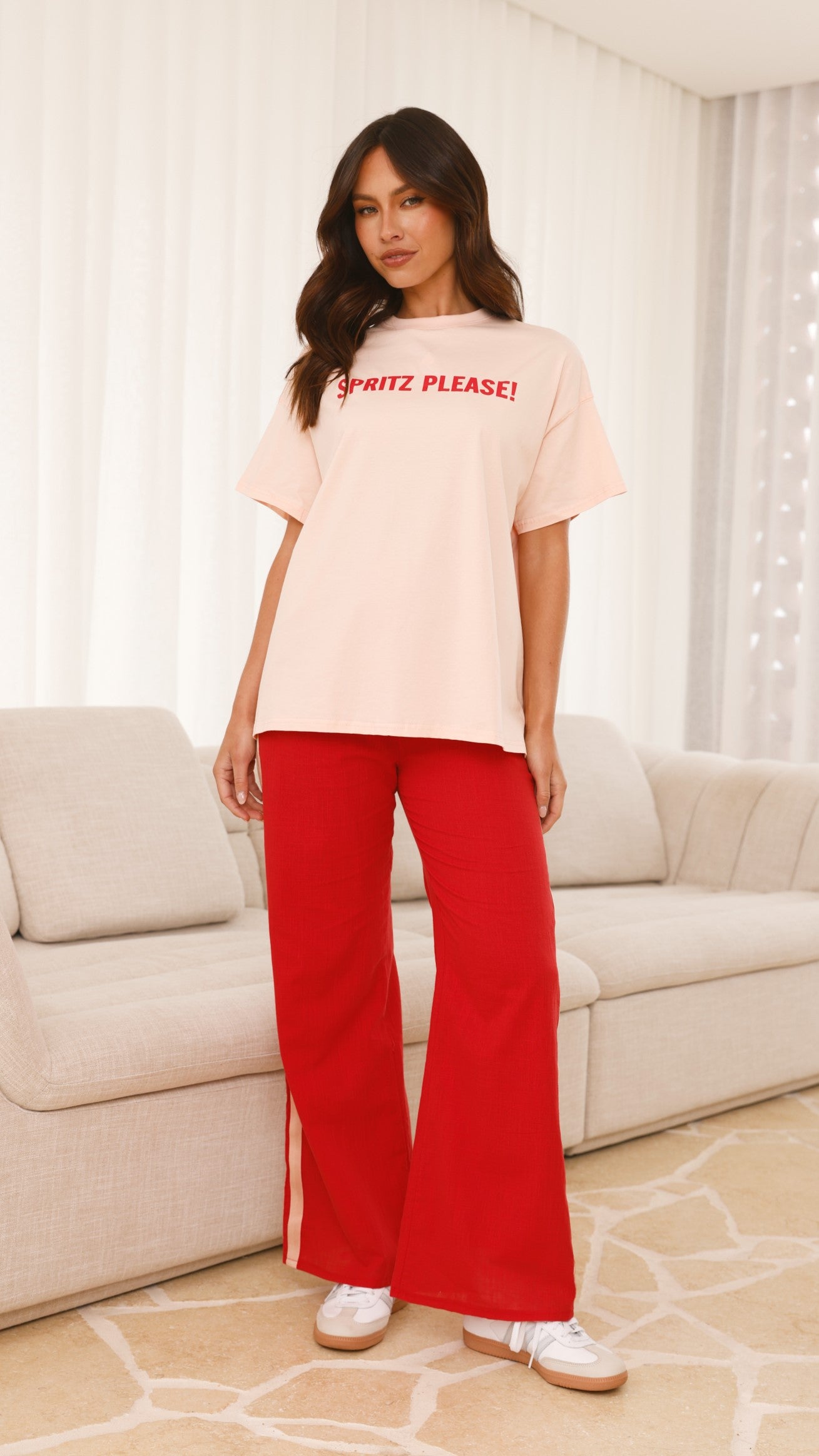 Spritz Top & Pants Set - Peach/Red - Billy J