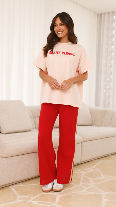 Load image into Gallery viewer, Spritz Top &amp; Pants Set - Peach/Red - Billy J
