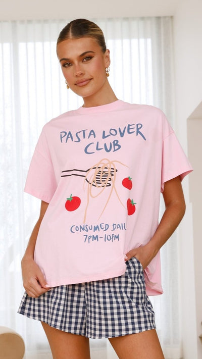 Load image into Gallery viewer, Pasta Lover Top and Shorts Set - Pink/Blue - Billy J
