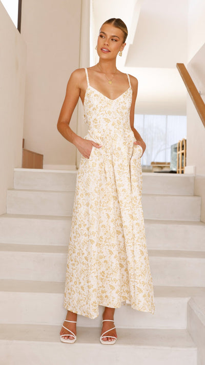 Load image into Gallery viewer, Azura Maxi Dress - Yellow Floral - Billy J
