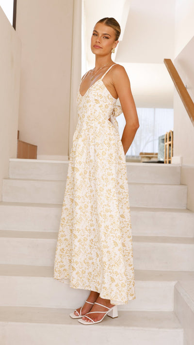 Load image into Gallery viewer, Azura Maxi Dress - Yellow Floral - Billy J
