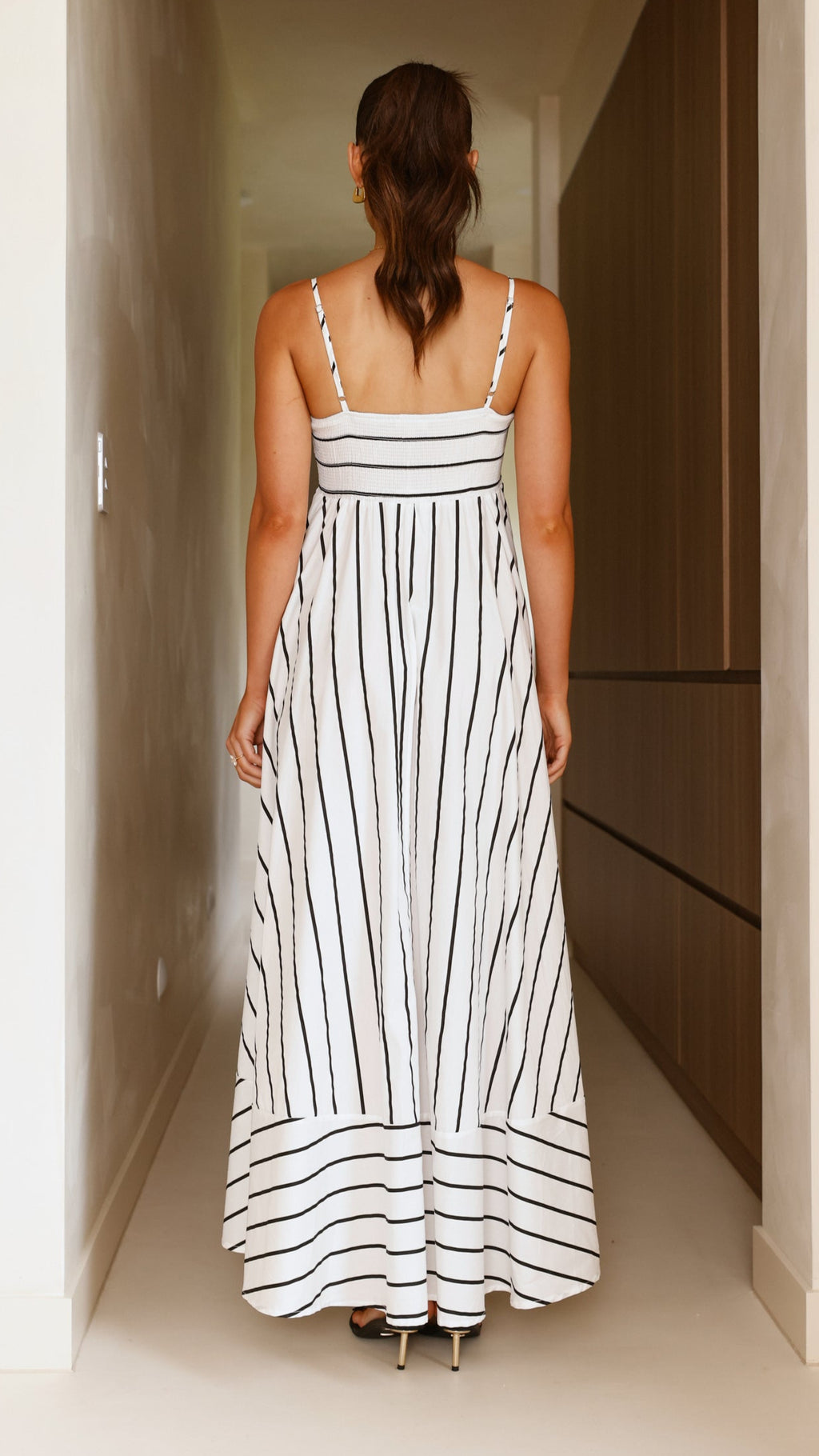 Kaethe Maxi Dress - White/Black Stripe - Billy J