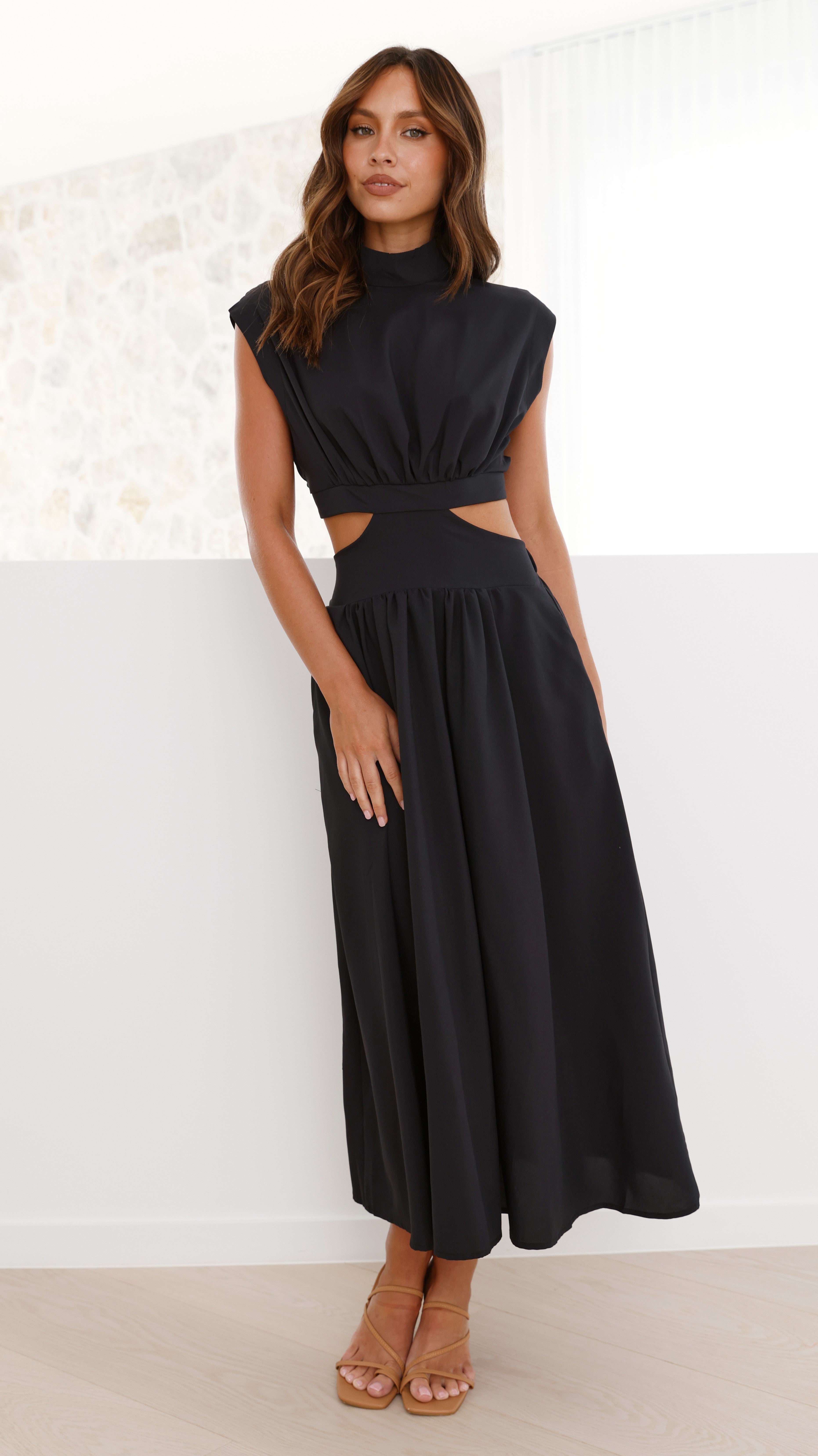 Maddison Midi Dress - Black - Billy J