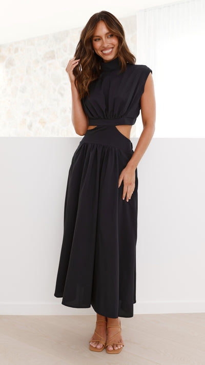 Load image into Gallery viewer, Maddison Midi Dress - Black - Billy J
