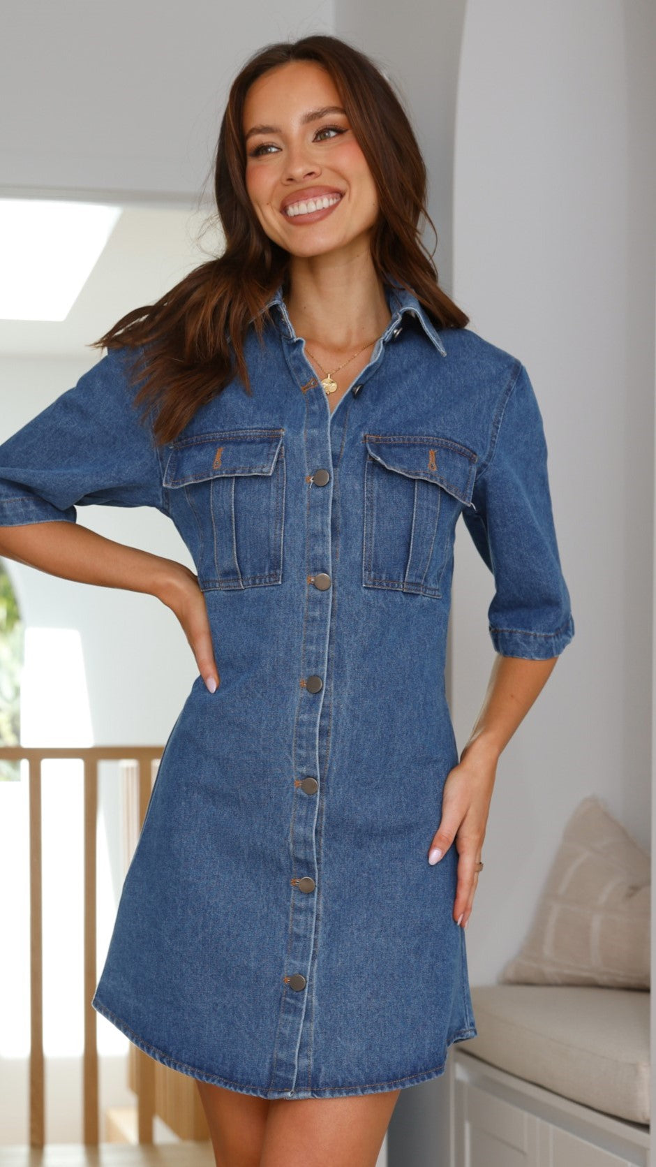 Payella Mini Dress - Blue Denim - Billy J