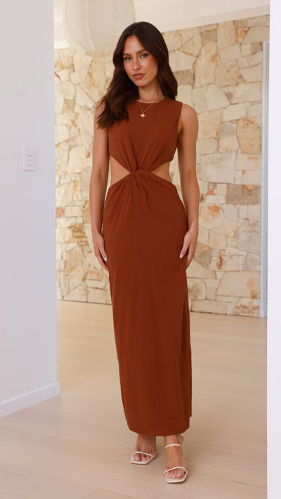 Load image into Gallery viewer, Damiana Maxi Dress - Chocolate - Billy J
