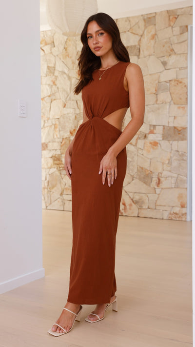 Load image into Gallery viewer, Damiana Maxi Dress - Chocolate - Billy J
