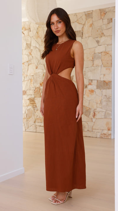 Load image into Gallery viewer, Damiana Maxi Dress - Chocolate - Billy J
