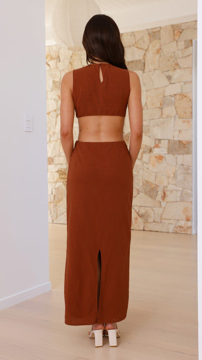 Load image into Gallery viewer, Damiana Maxi Dress - Chocolate - Billy J
