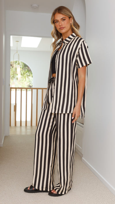 Load image into Gallery viewer, Essie Shirt - Black/Beige Stripe - Billy J
