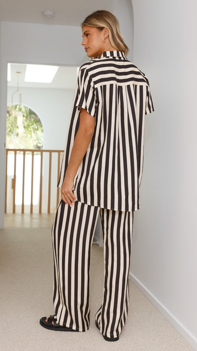 Load image into Gallery viewer, Essie Shirt - Black/Beige Stripe - Billy J
