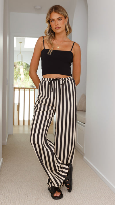 Load image into Gallery viewer, Josie Pants - Black/Beige Stripe - Billy J
