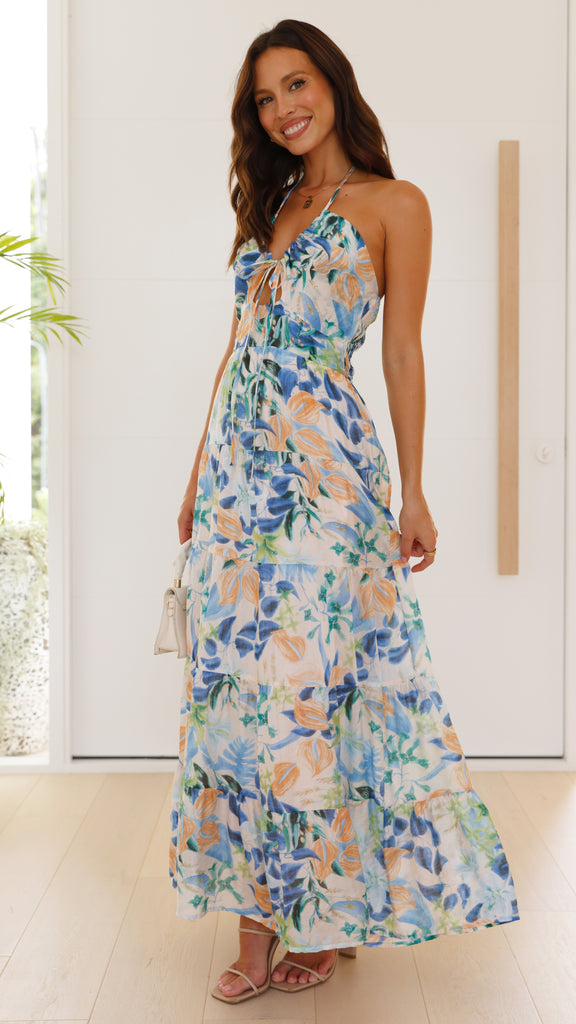 Majella Maxi Dress - Blue Floral - Billy J