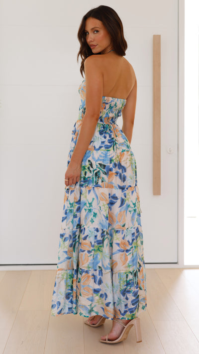 Load image into Gallery viewer, Majella Maxi Dress - Blue Floral - Billy J
