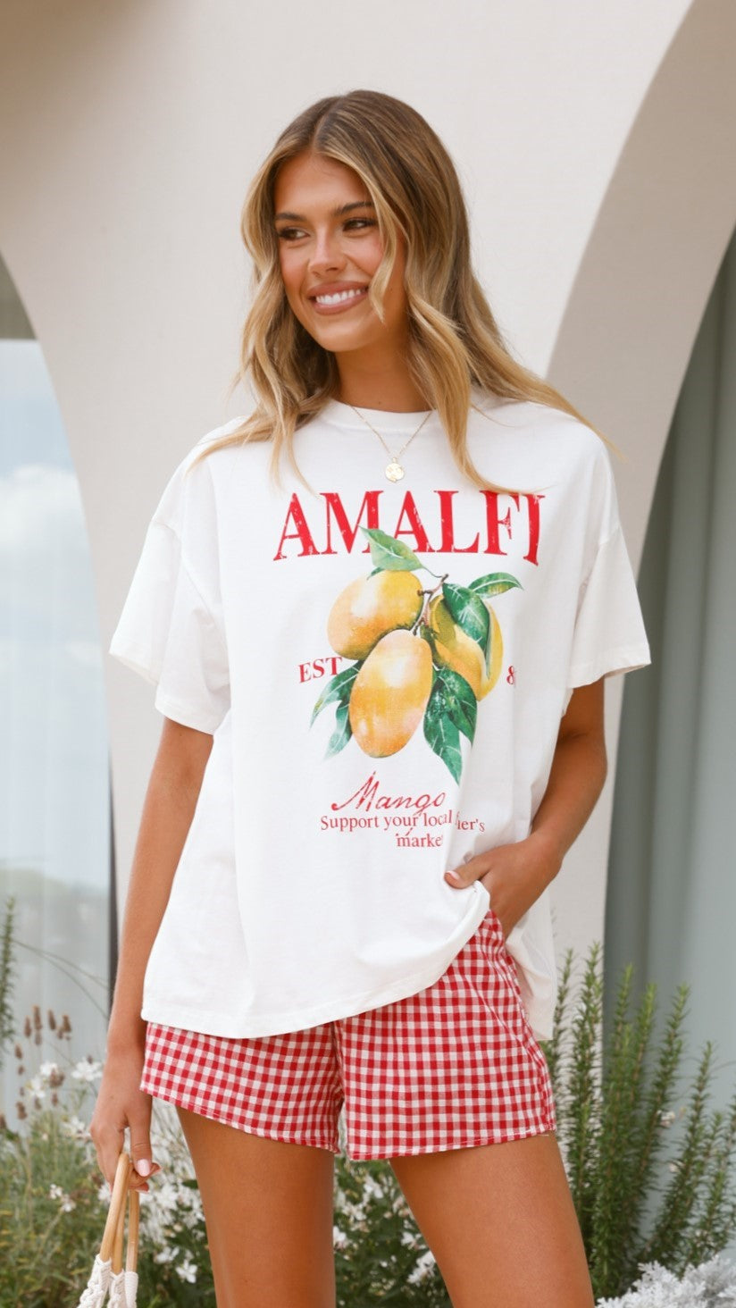 Amalfi Top and Shorts Set - Gingham Mango - Billy J