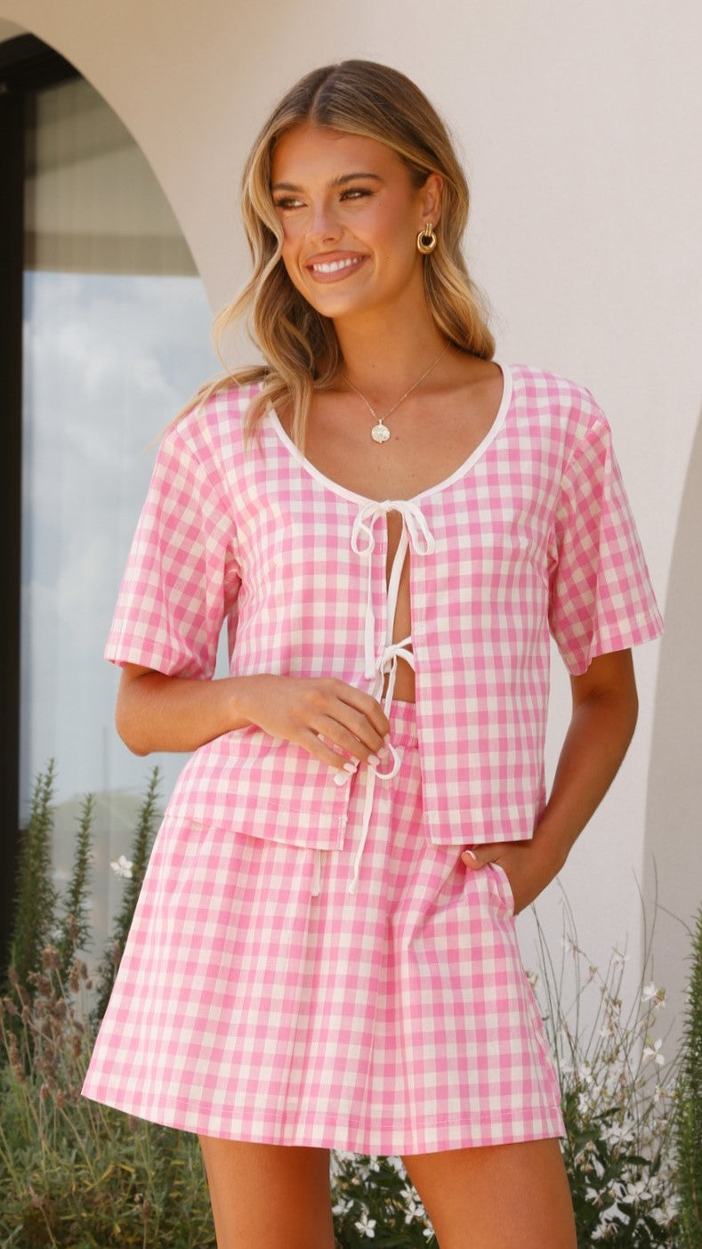 Madison Top - Pink/White Gingham - Billy J