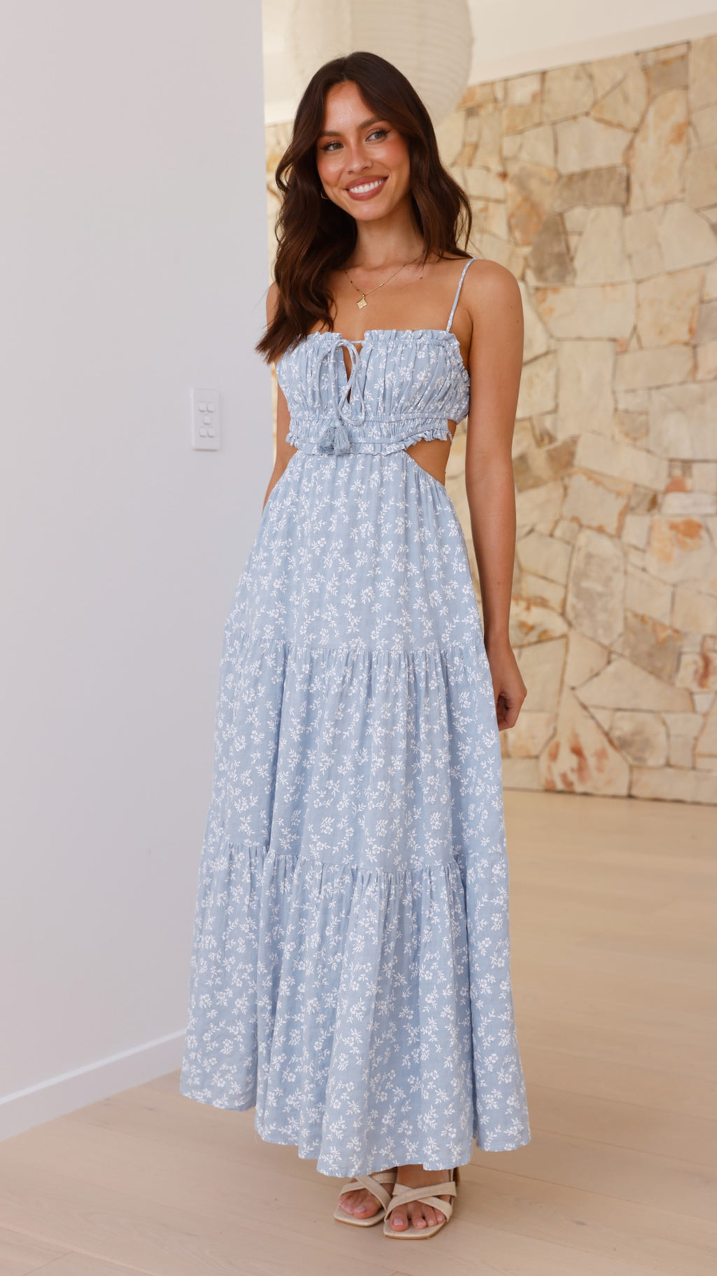 Vella Midi Dress - Blue Floral - Billy J