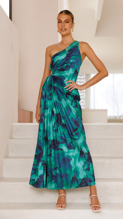 Load image into Gallery viewer, Laken Maxi Dress - Green Print - Billy J
