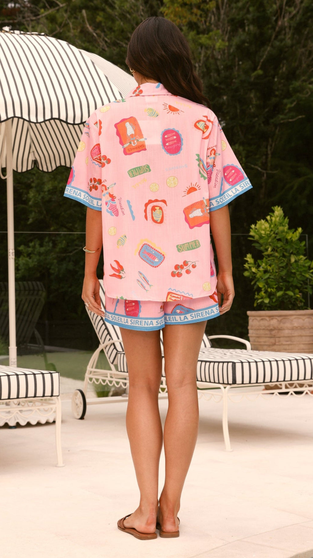 La Sirena Button Up Shirt and Shorts Set - Pink Soleil - Billy J