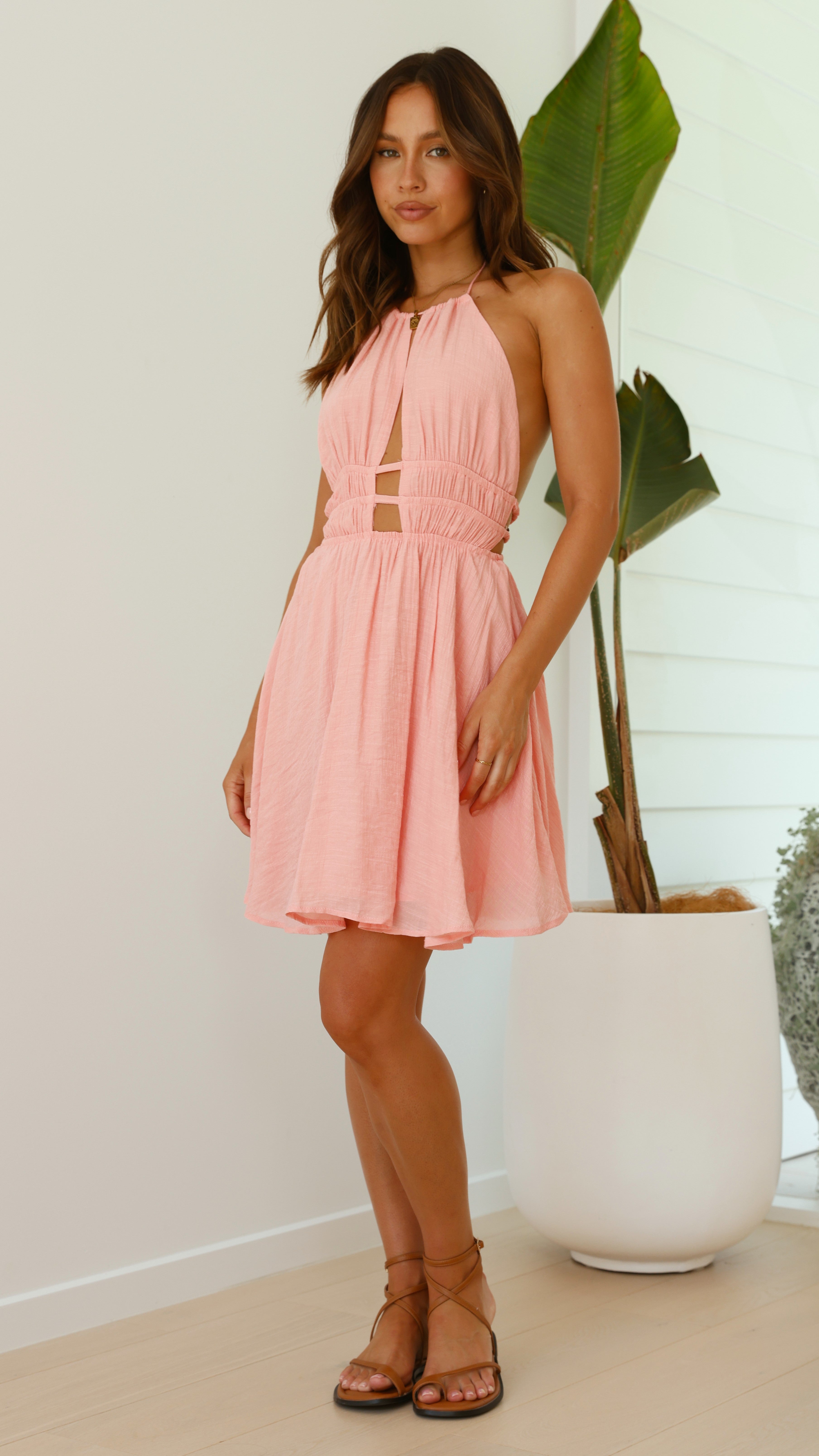 Ivy Mini Dress - Peach - Billy J